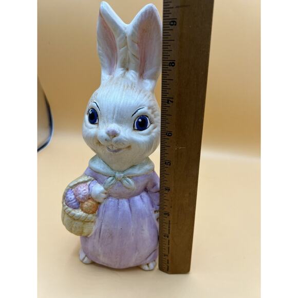 Easter Rabbit Bunny Girl In Purple Dress Spring Easter Decor Vintage - Picture 7 of 7